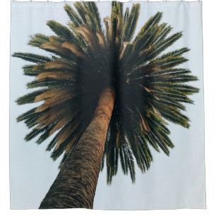 Worm eye photography of palm tree shower curtain