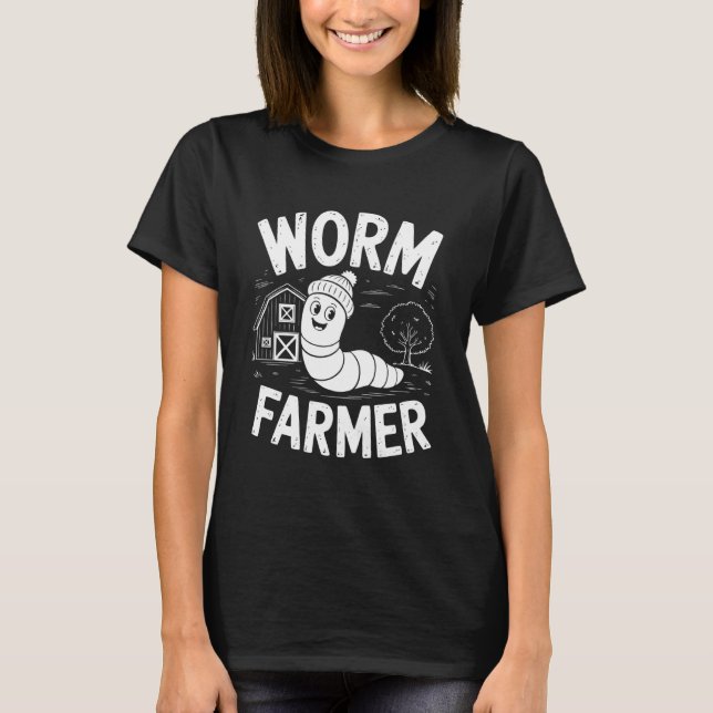 Worm Farmer Earthworm Garden Composting T-Shirt (Front)