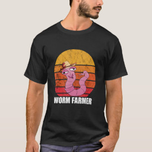 Worm Farmer Sunset Gardening Hat Vintage Retro Wor T-Shirt