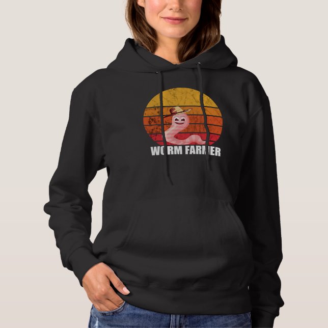 Worm Farmer Sunset Retro Vintage Gardening Hoodie (Front)