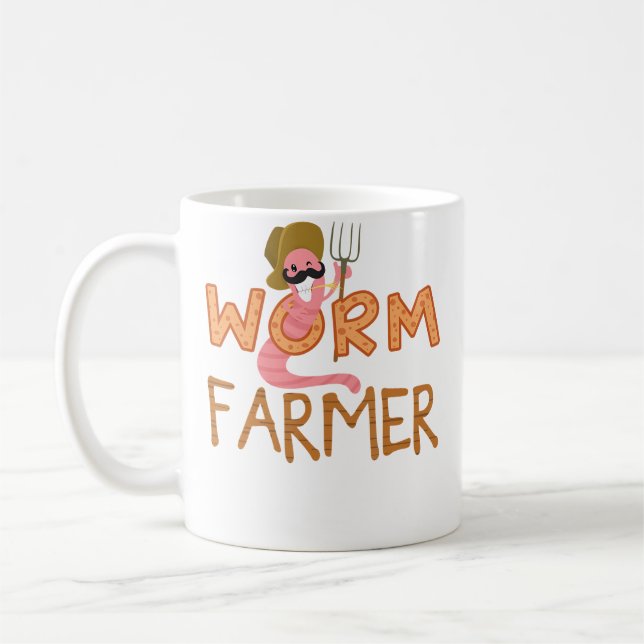 Worm Farmer Vermiculture Gardening Farming Compost Coffee Mug (Left)