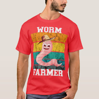 Worm Farmer Vintage Retro Red Wiggler Worm Vermicu T-Shirt