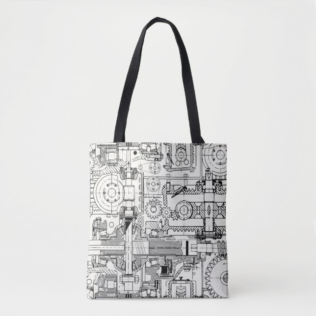Worm Gears: Seamless Technical Machinery. Tote Bag (Front)
