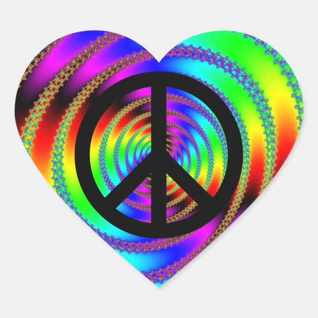 Worm Hole with Black Peace Sign Heart Sticker (Front)