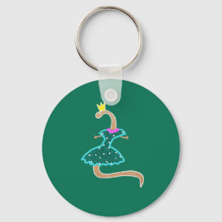 Worm in a green dress and a crown key ring