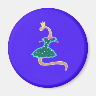 Worm in a green dress and a crown magnet