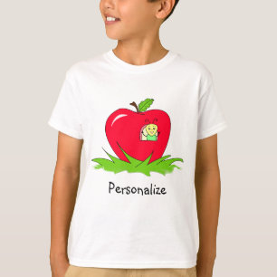 Worm In Red Apple With Name T-Shirt