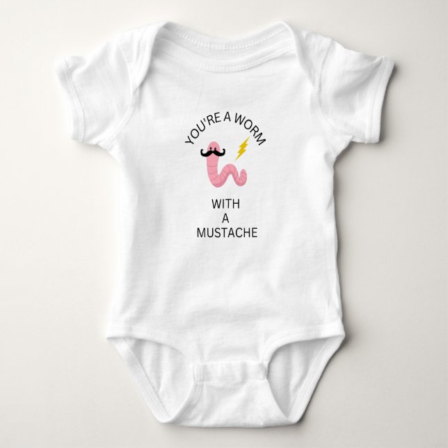 Worm With Moustache Funny Baby Bodysuit Vanderpump (Front)