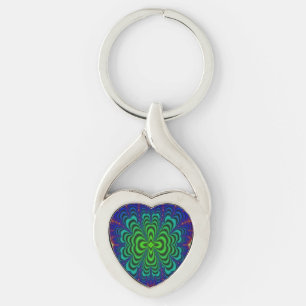 Wormhole Fractal Neon Green Space Tubes Key Ring