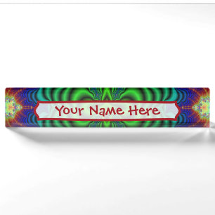 Wormhole Fractal Neon Green Space Tubes Nameplate