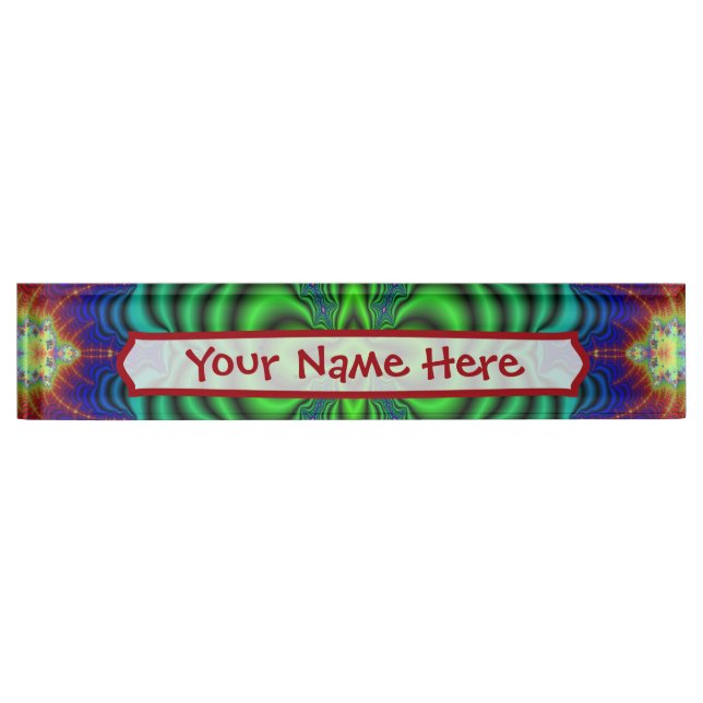 Wormhole Fractal Neon Green Space Tubes Nameplate (Front)