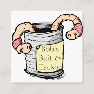Worms, Bait and Fishing Tackle Store Square Business Card