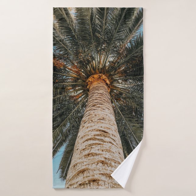 Worm's eye view of a coconut tree bath towel (Bath Towel)