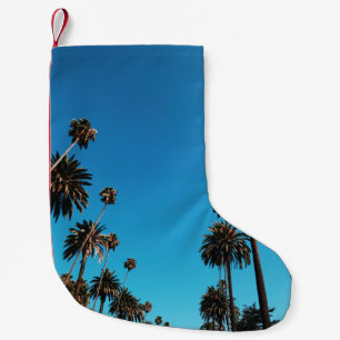 Worm's eye view of trees small christmas stocking