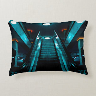 WORM'S EYE VIEW PHOTOGRAPHY OF GRAY BUILDING UNDER DECORATIVE CUSHION