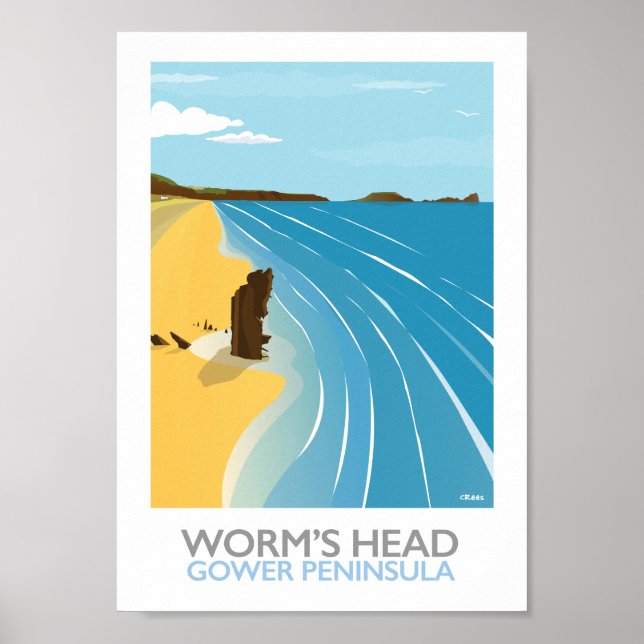 Worm's Head - Rhossili Bay Beach Poster (Front)