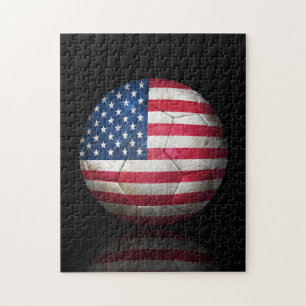 Worn American Flag Football Soccer Ball Jigsaw Puzzle