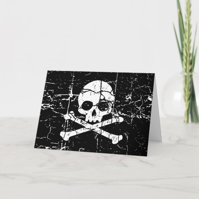 Worn And Cracked Skull and Crossbones Card (Front)