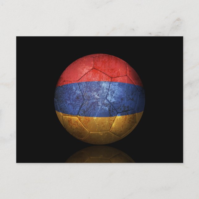 Worn Armenian Flag Football Soccer Ball Postcard (Front)