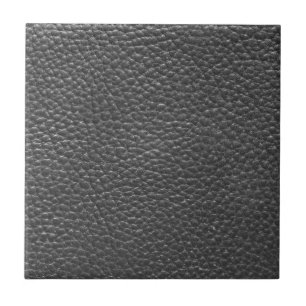 Worn Black Faux Leather Ceramic Tile