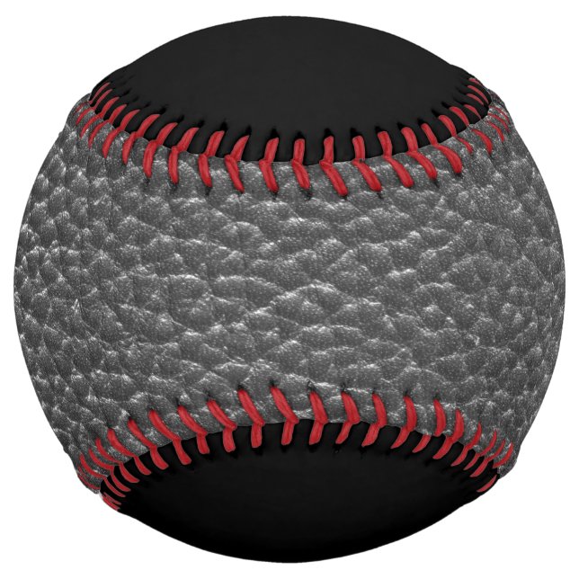 Worn Black Faux Leather Softball (Front)