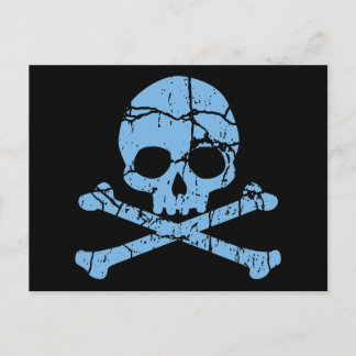 Worn Blue Skull and Crossbones Postcard