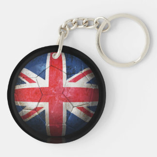 Worn British Flag Football Soccer Ball Key Ring