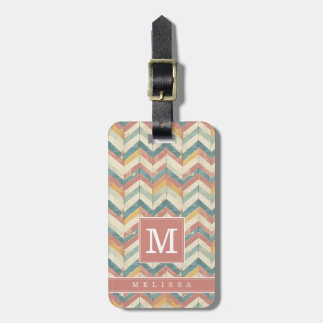 Worn Chevron Background Luggage Tag (Front Vertical)