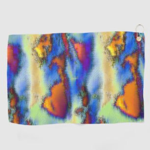 Worn clouds on orange, drizzled texture or offset golf towel