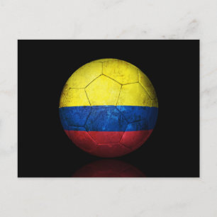 Worn Colombian Flag Football Soccer Ball Postcard