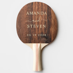 Worn Cutting Board Couple Names with Wedding Ping Pong Paddle