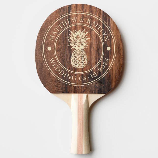 Worn Cutting Board Pineapple Wedding Names Ping Pong Paddle (Back)