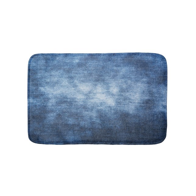 Worn denim fabric, textured background. bath mat (Front)