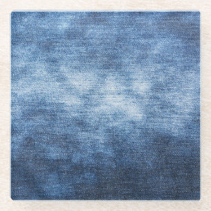 Worn denim fabric, textured background. glass coaster