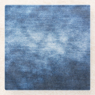 Worn denim fabric, textured background. glass coaster