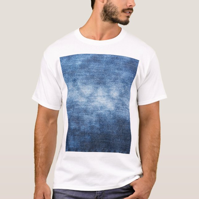 Worn denim fabric, textured background. T-Shirt (Front)