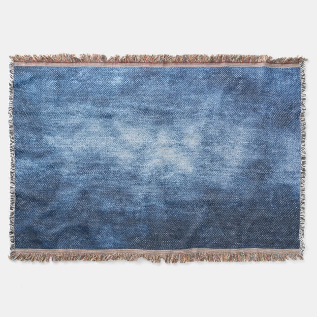 Worn denim fabric, textured background. throw blanket (Front)