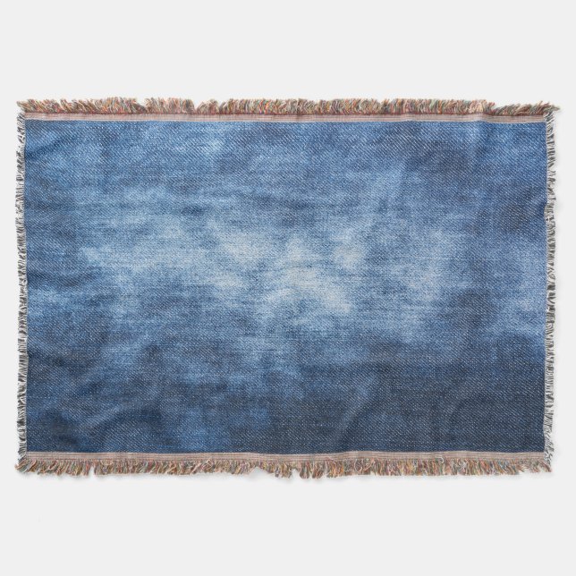 Worn denim fabric, textured background. throw blanket (Front)