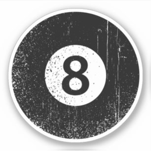 Worn, distressed grunge eight ball sticker