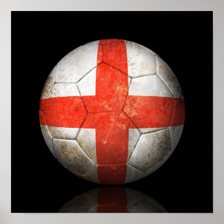 Worn English Flag Football Soccer Ball Poster