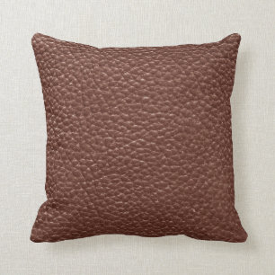 Worn Faux Brown Leather Cushion
