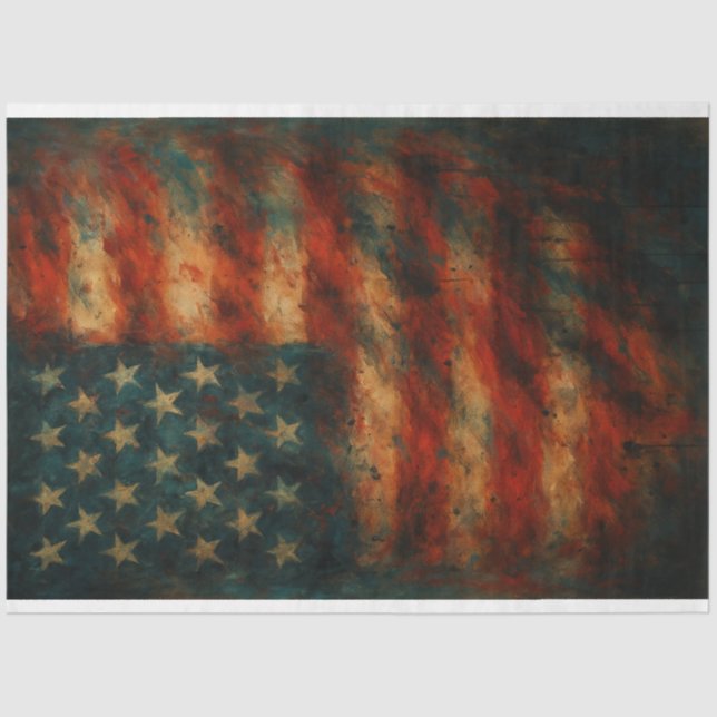 Worn Glory Abstract Flag Portrait Decoupage Paper  (Front)