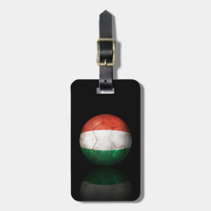 Worn Hungarian Flag Football Soccer Ball Luggage Tag
