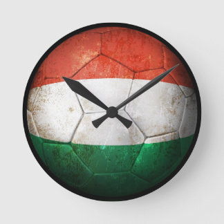 Worn Hungarian Flag Football Soccer Ball Round Clock