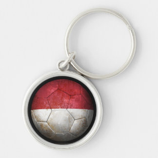 Worn Indonesian Flag Football Soccer Ball Key Ring