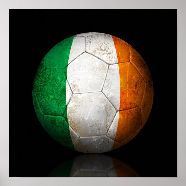 Worn Irish Flag Football Soccer Ball Poster (Front)