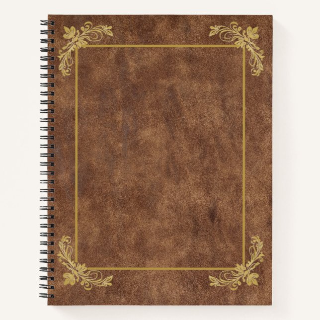Worn Leather and Antique Gold Frame Notebook (Front)
