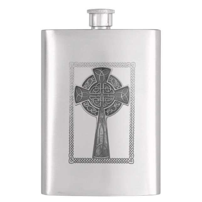 Worn Metal Cross Hip Flask (Front)