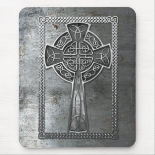 Worn Metal Cross Mouse Pad