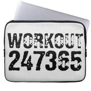 Worn out and scratched text Workout 247365 black Laptop Sleeve